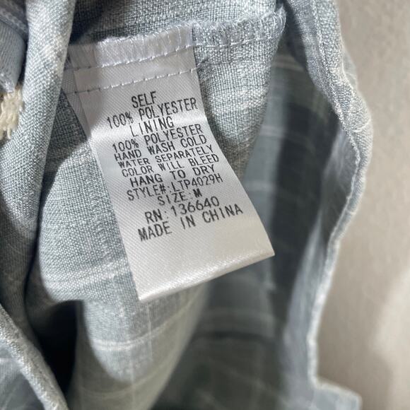 L'atiste by Amy Medium Cropped Ruffle Frill Hem Pants Fray Plaid Pull On Blue - Picture 9 of 9